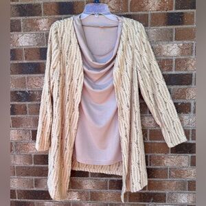 NWT Two piece cowl neck top & Sweater Set, Sz. S/M